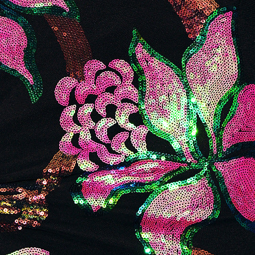 Sequin Bloom Cut-Out Dress