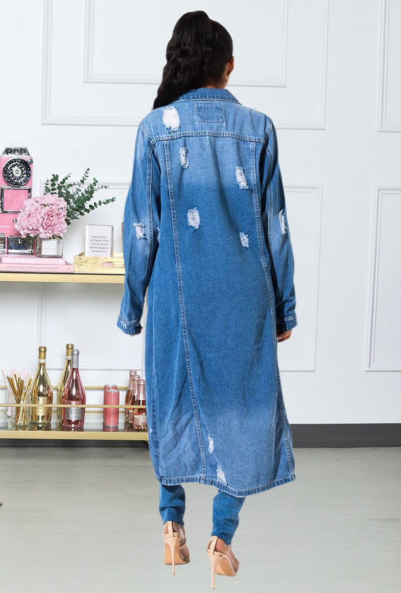 “Vintage-Luxe” Trench Denim Jacket