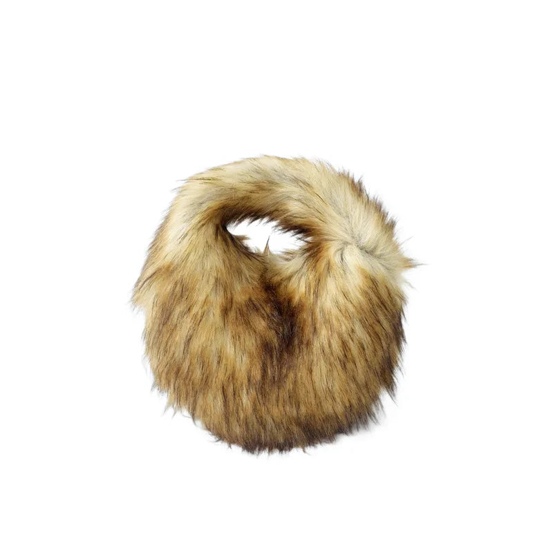 Fluffy Oversized Y2K Bucket Hat & Fur Bag