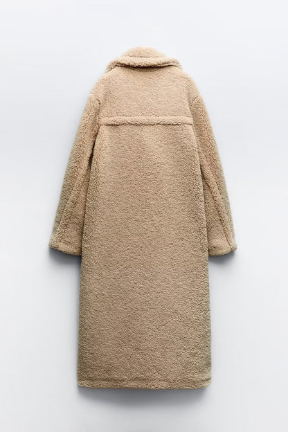 Mid Length Lamb Wool Long Overcoat