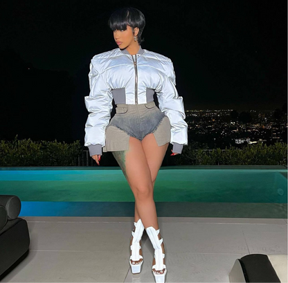 Waist Warm Reflective Cotton Padded Coat