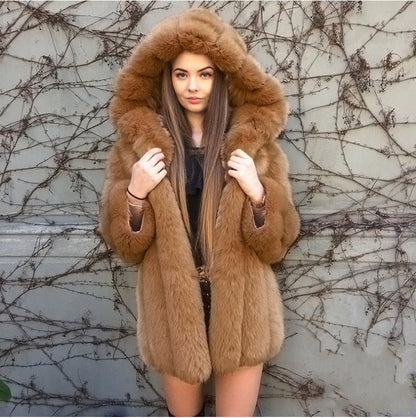 Hooded Fox Fur Coat