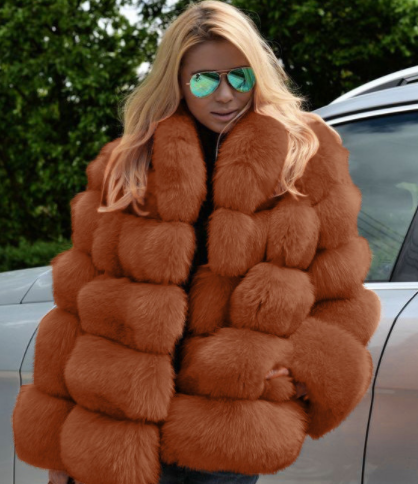 Faux Fur Mid Length Coat