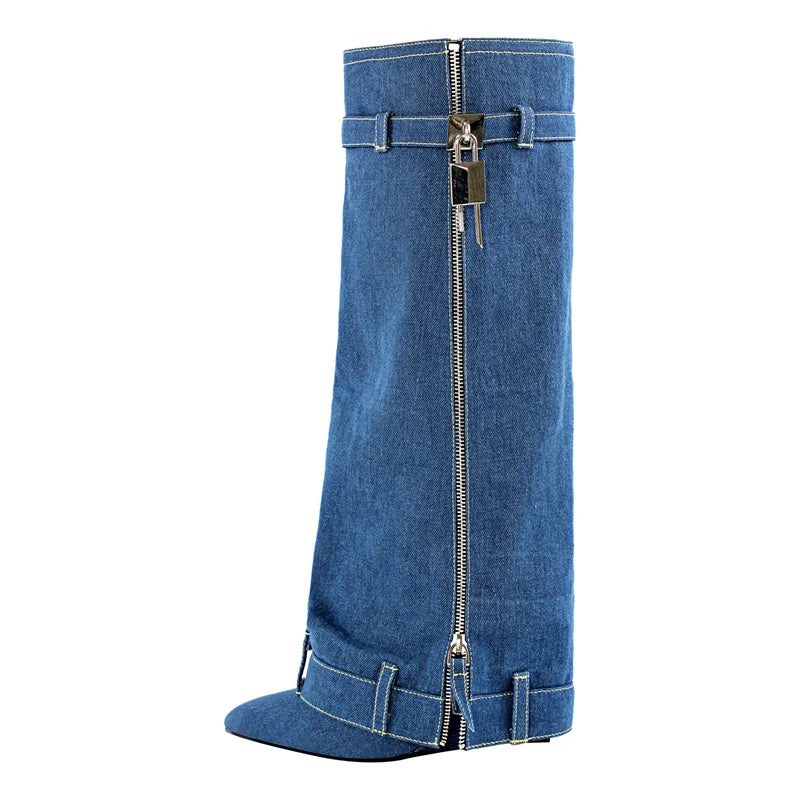 Rhinestones Knee High Boots