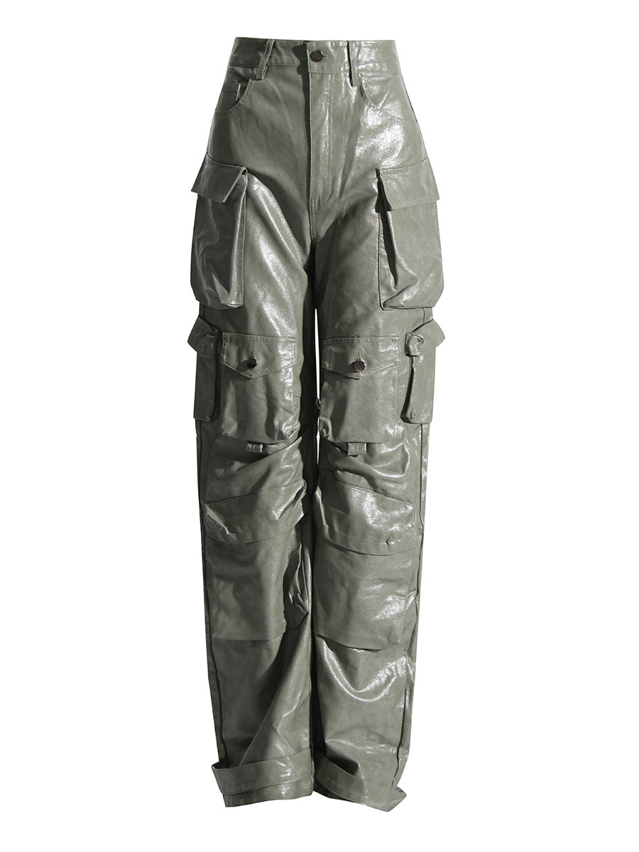 Leather Straight Leg Pants