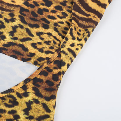 Slim Fit Backless Leopard Vaca Wear