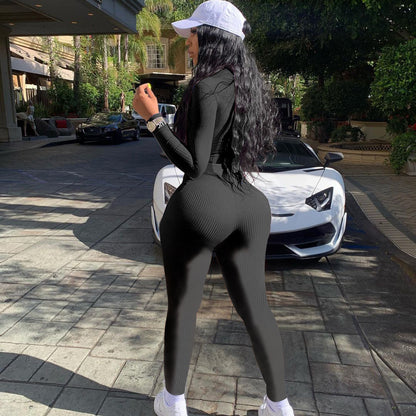 Body Embroidery Long-Sleeved Trousers Set