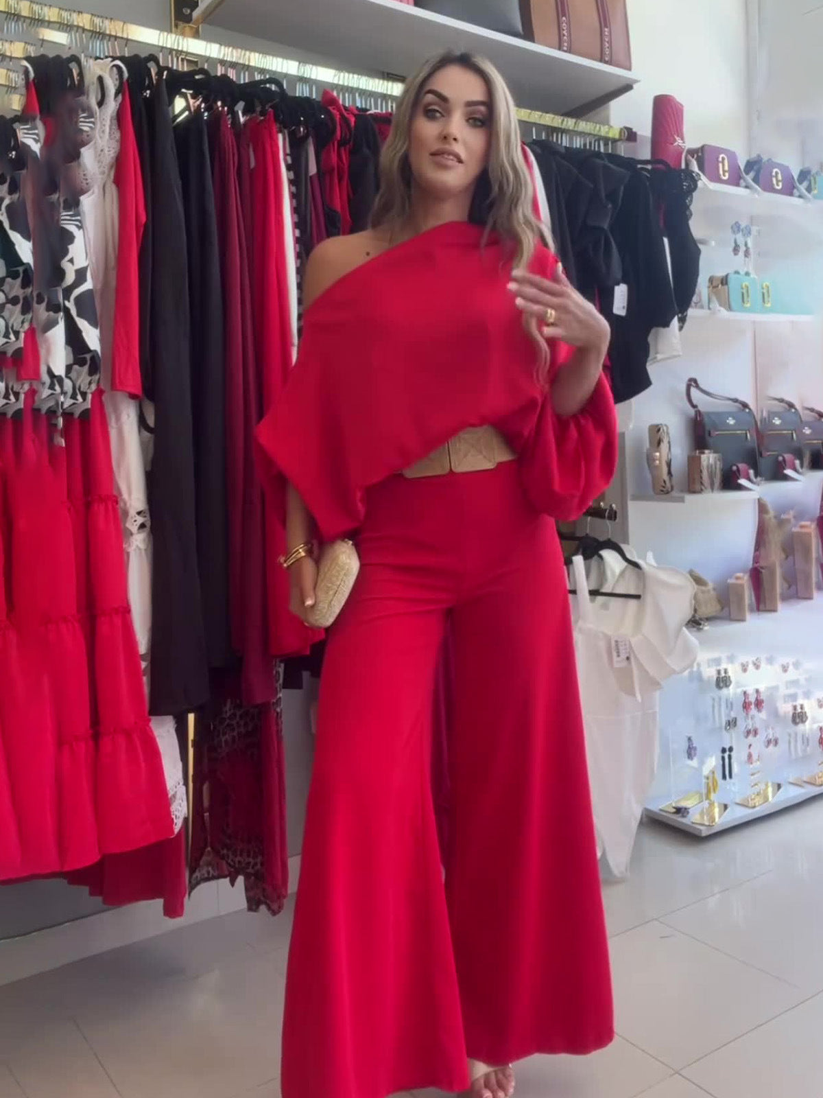 Printed Wide Leg Pant Set