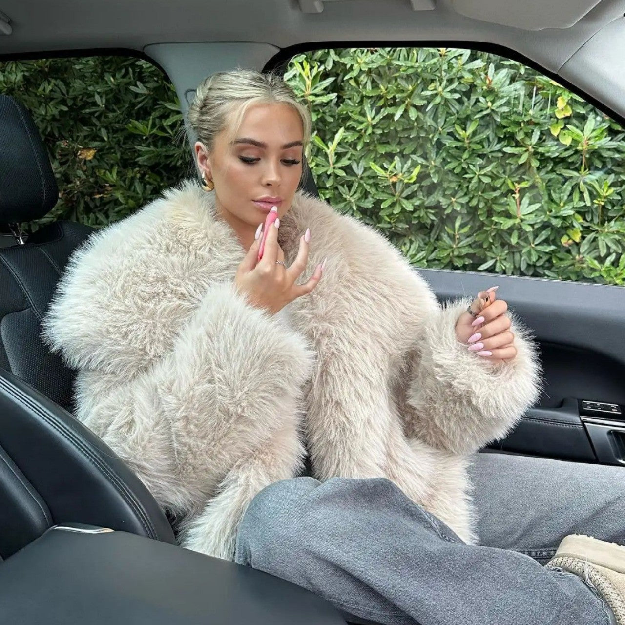 Plush Collared Faux Fur