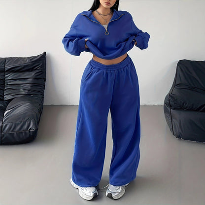 Luxe Curve Zipper Top Elastic Loose Straight Sets