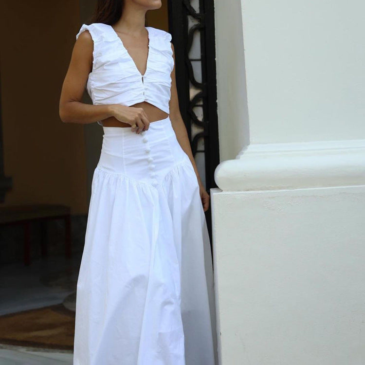 High Waist Pleated Two Piece Set