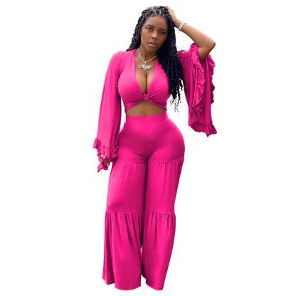Two Piece Wide Leg Bell Bottom Set