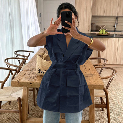 Sleeveless Multi Pocket Workwear Top