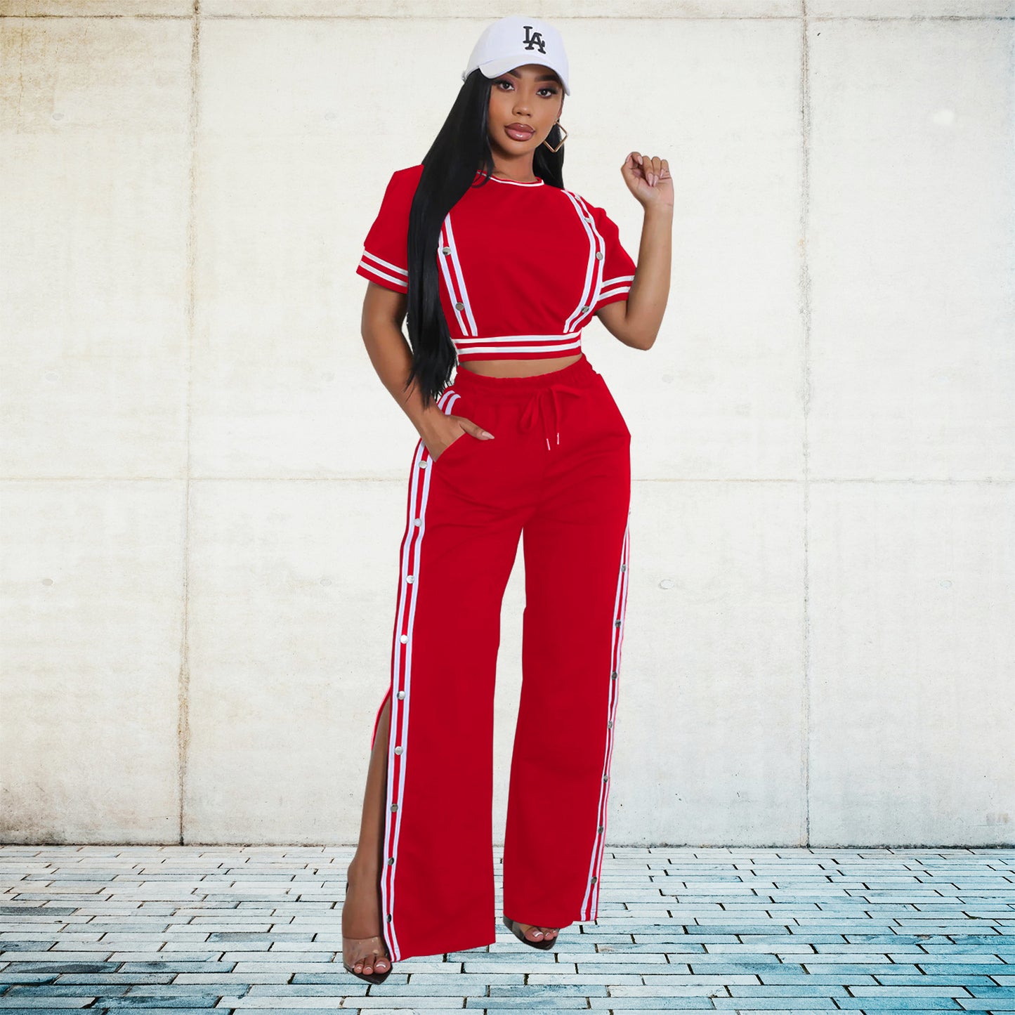 Women Wear Trendy Wide Leg Loose Casual Trousers Two Piece Sets