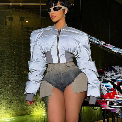 Waist Warm Reflective Cotton Padded Coat