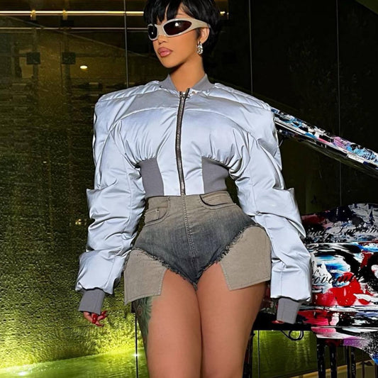 Waist Warm Reflective Cotton Padded Coat