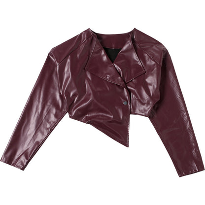 Cropped Faux Leather Jacket
