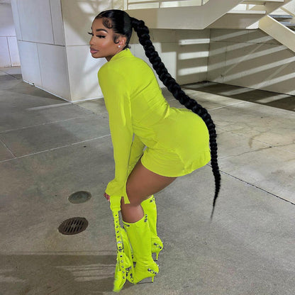 Pleated Criss Cross Shirt Dress