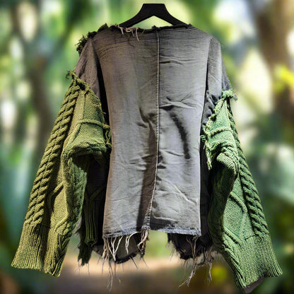 Vintage Denim Patchwork Sweater