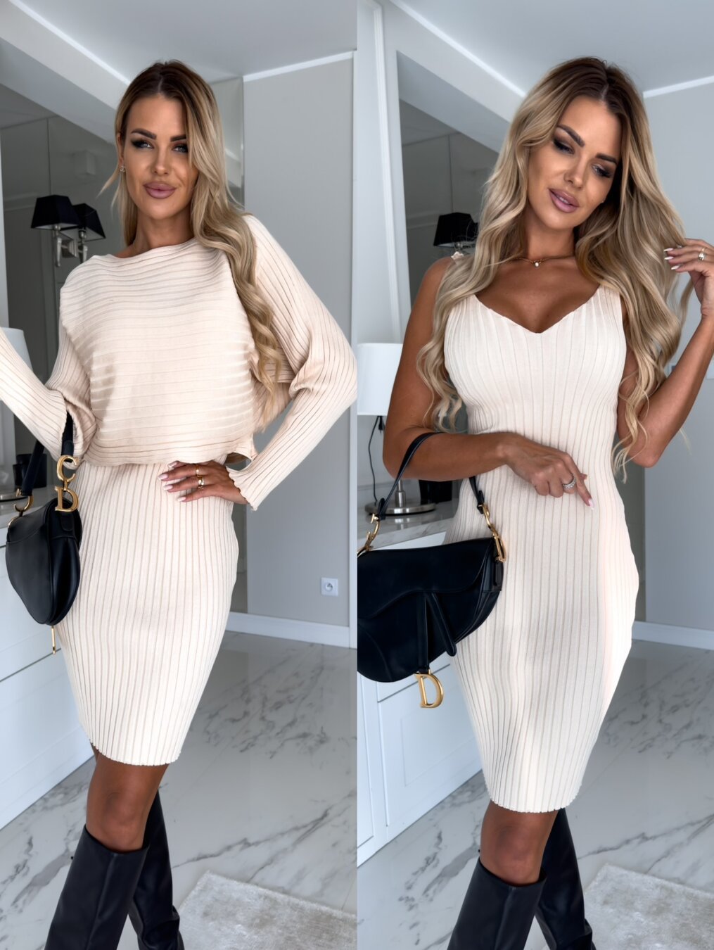 Sunken Stripe Long Sleeved Two Piece Set