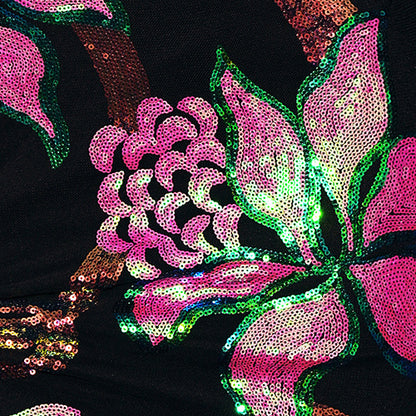 Sequin Bloom Cut-Out Dress