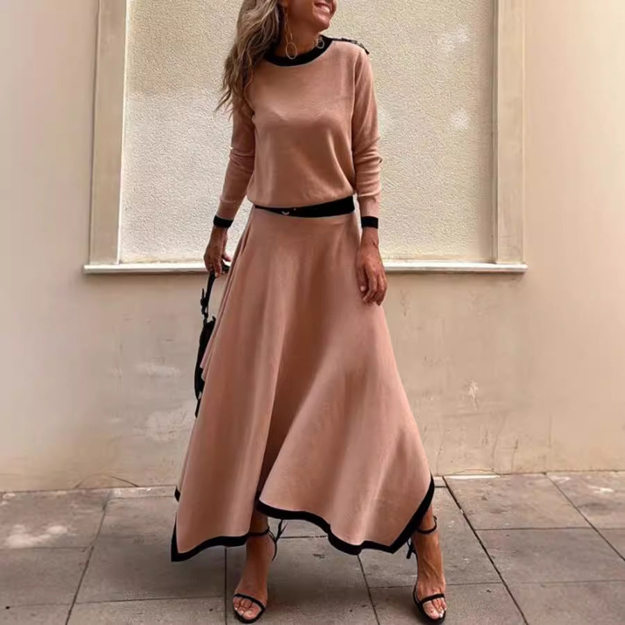 Asymmetric Solid Skirt Set