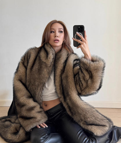Warm Faux Fur Trench Coat