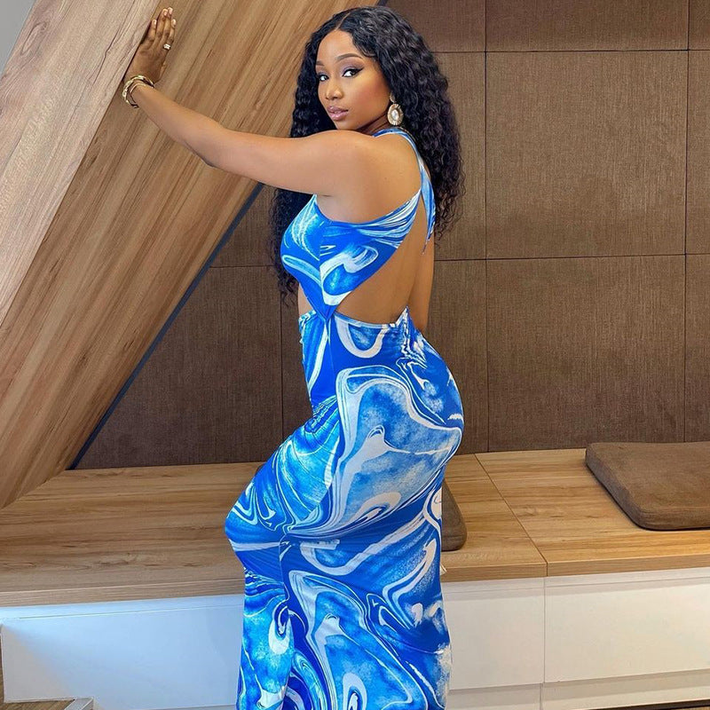 Round Neck Tight Fitting Cut Out Dress