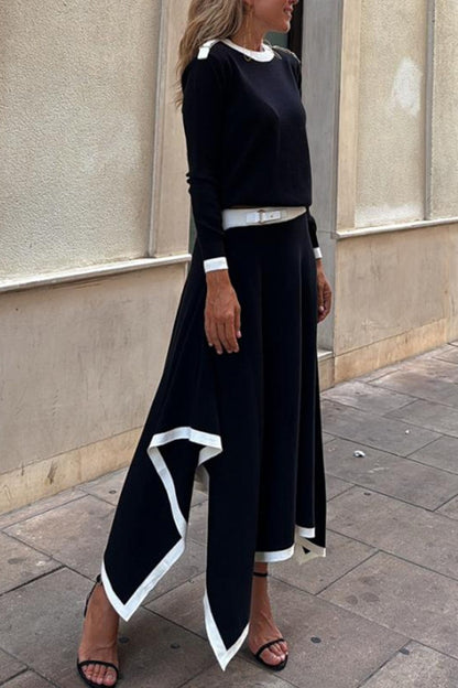 Asymmetric Solid Skirt Set