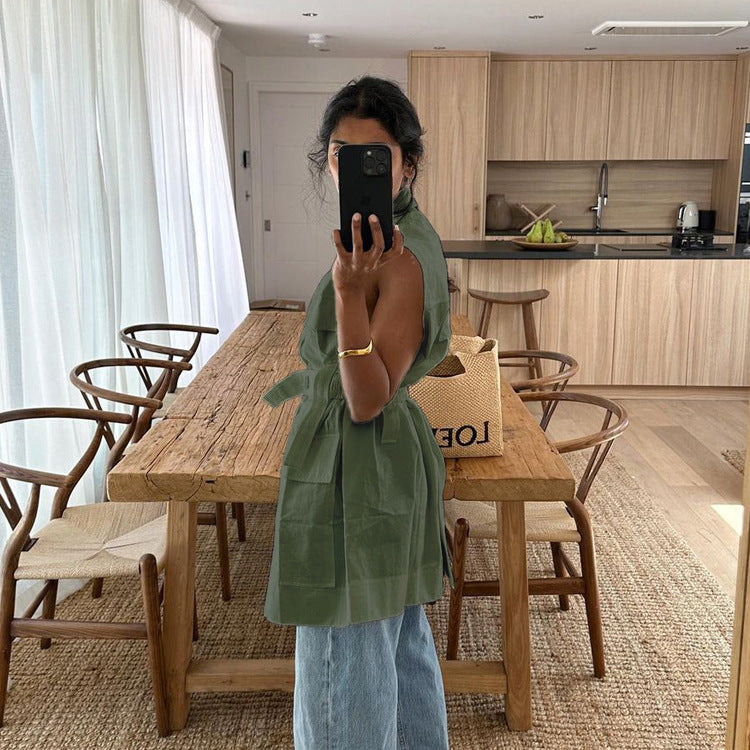 Sleeveless Multi Pocket Workwear Top