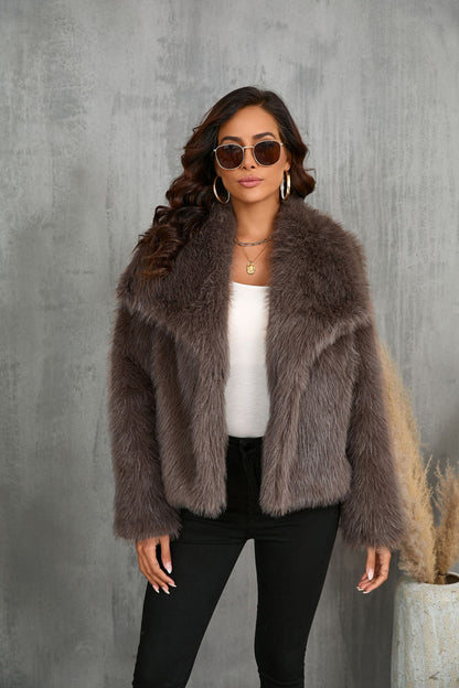 Plush Collared Faux Fur