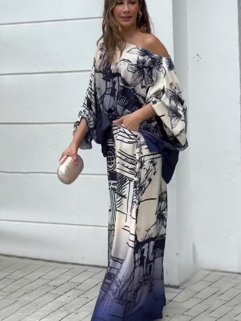Printed Wide Leg Pant Set