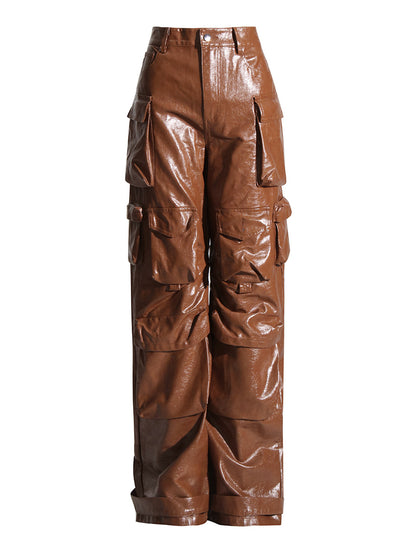 Leather Straight Leg Pants