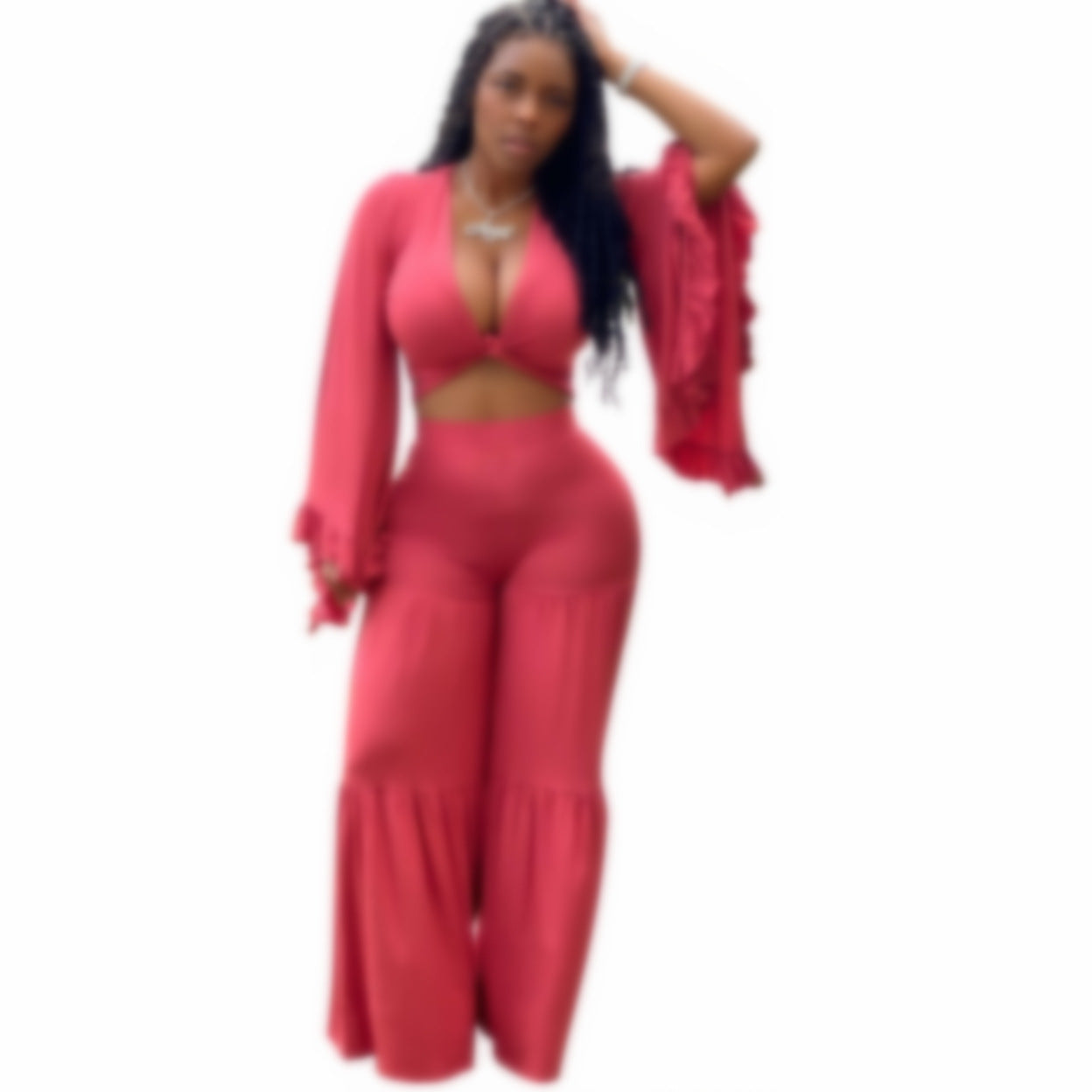 Two Piece Wide Leg Bell Bottom Set
