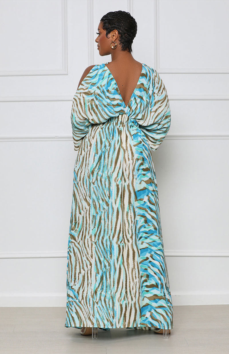 French Maxi Dress With Cutout Sleeves