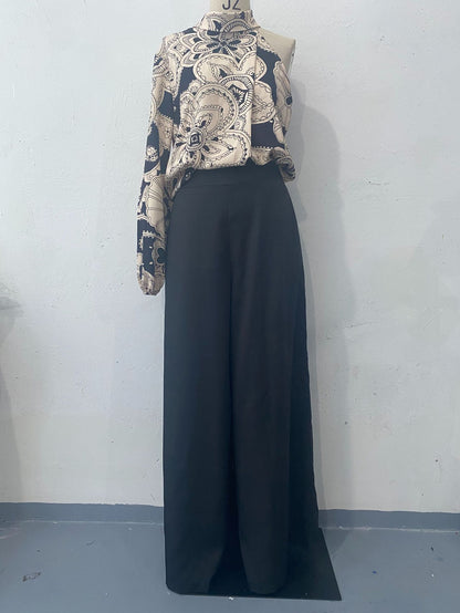 Sleeveless One Sleeve Wide Leg Set