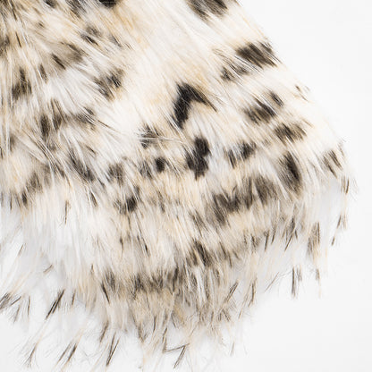 Cardigan Leopard Print Fur Collared Long Sleeve
