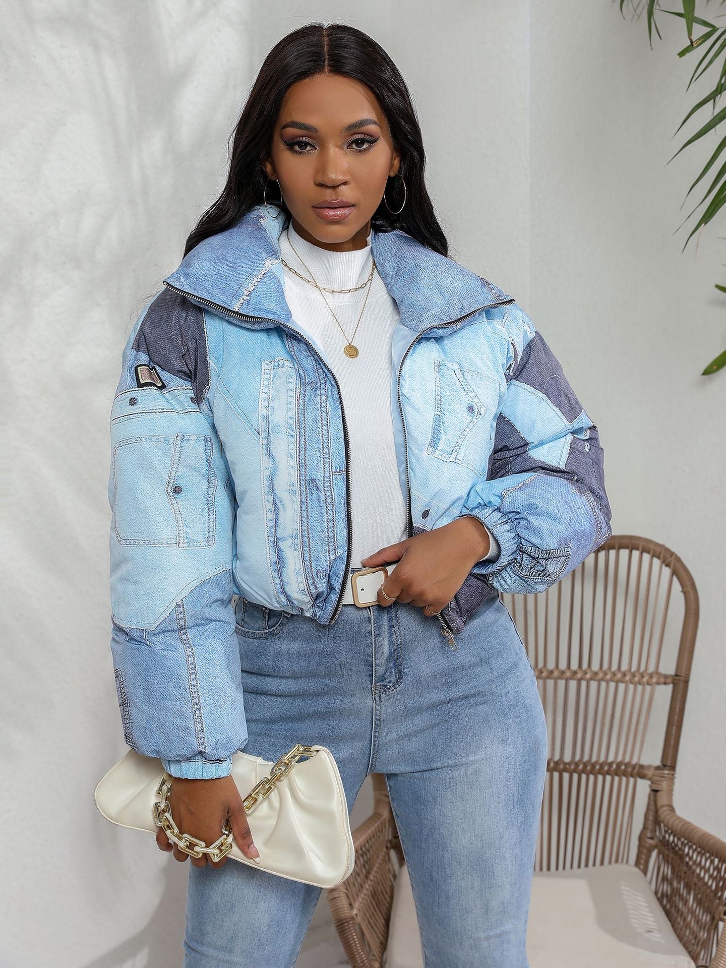 Denim Printed Cotton Jacket