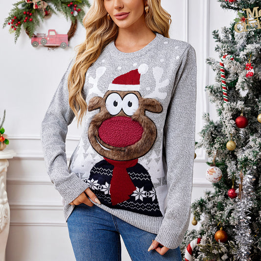 Light Gray Christmas Pullover Sweater