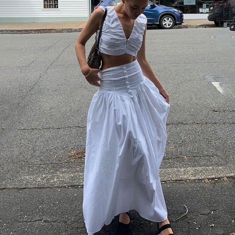 High Waist Pleated Two Piece Set