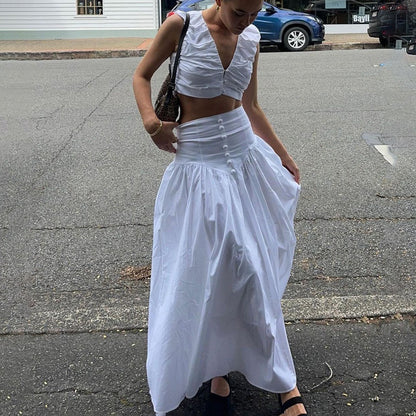 High Waist Pleated Two Piece Set