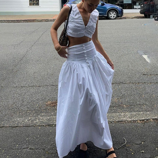 High Waist Pleated Two Piece Set