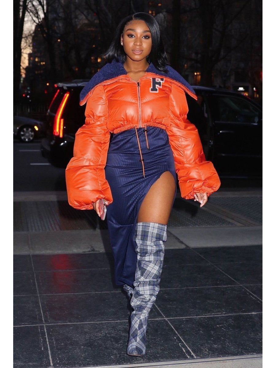 Letter Graphic Embroidery Coat