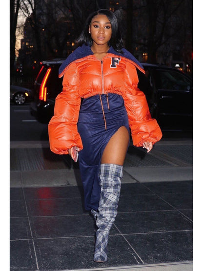 Letter Graphic Embroidery Coat