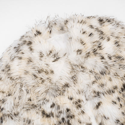 Cardigan Leopard Print Fur Collared Long Sleeve