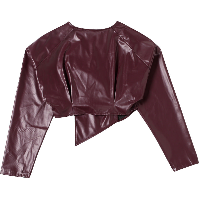 Cropped Faux Leather Jacket