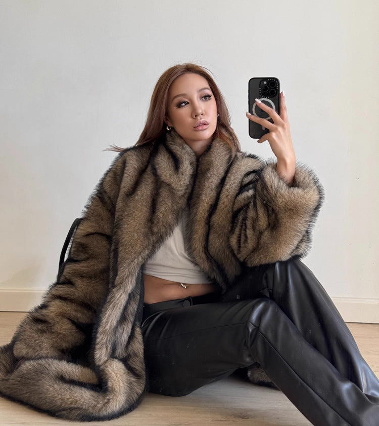 Warm Faux Fur Trench Coat