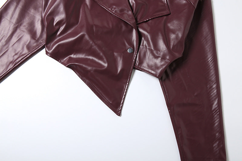 Cropped Faux Leather Jacket