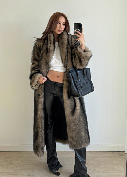 Warm Faux Fur Trench Coat