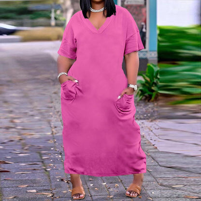 V neck Loose plus Size Dress